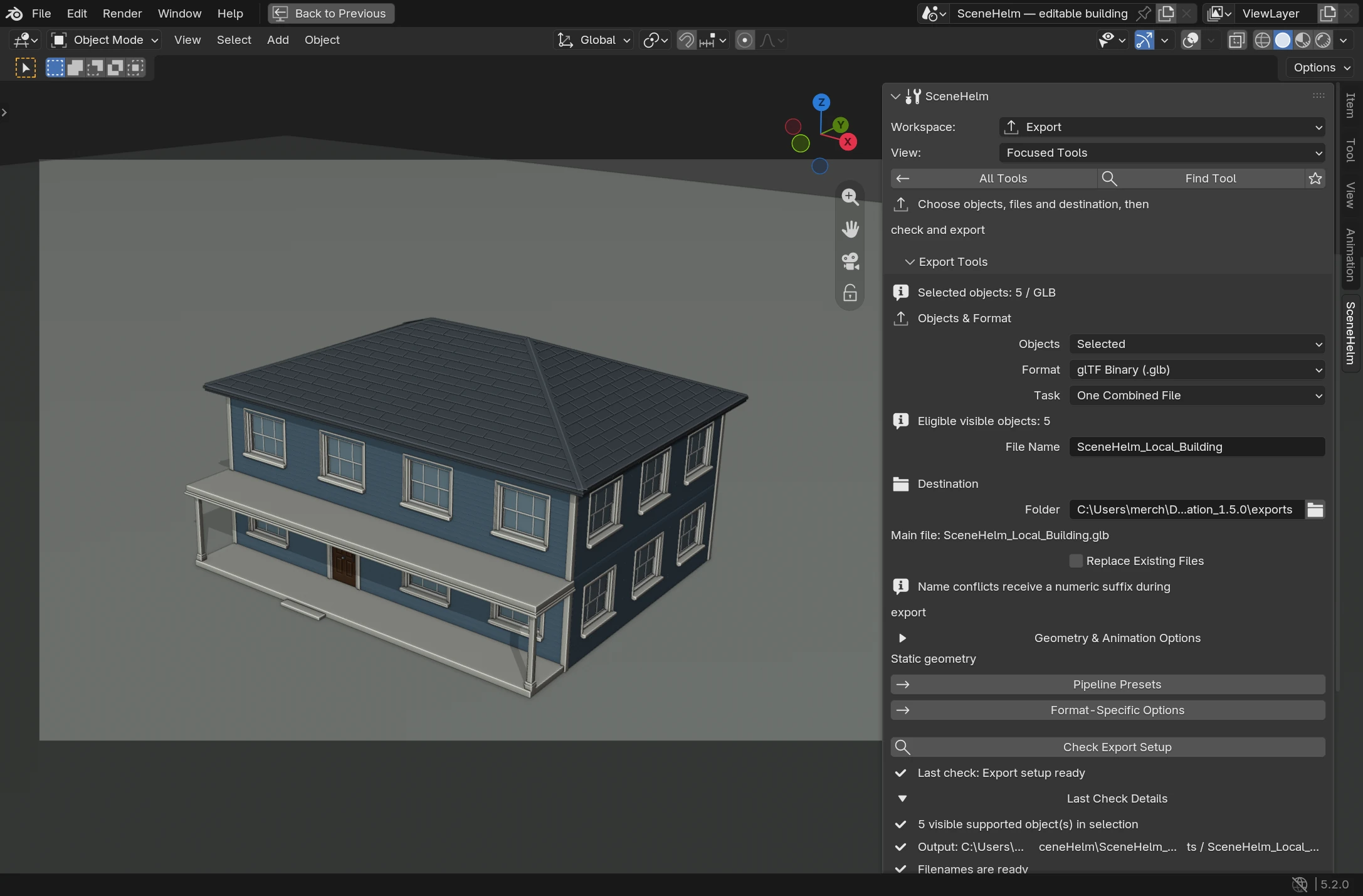 Actual GLB delivery in local Blender