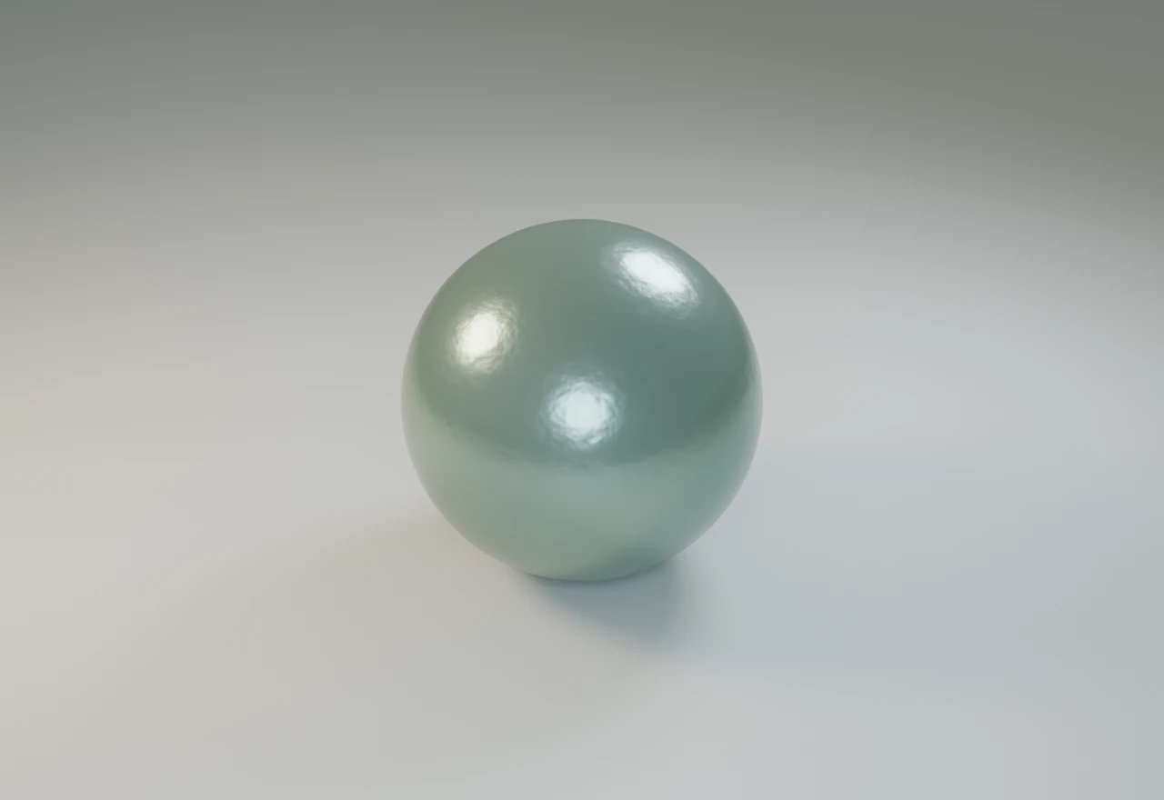 The same material sample with a warm key and cool fill and rim